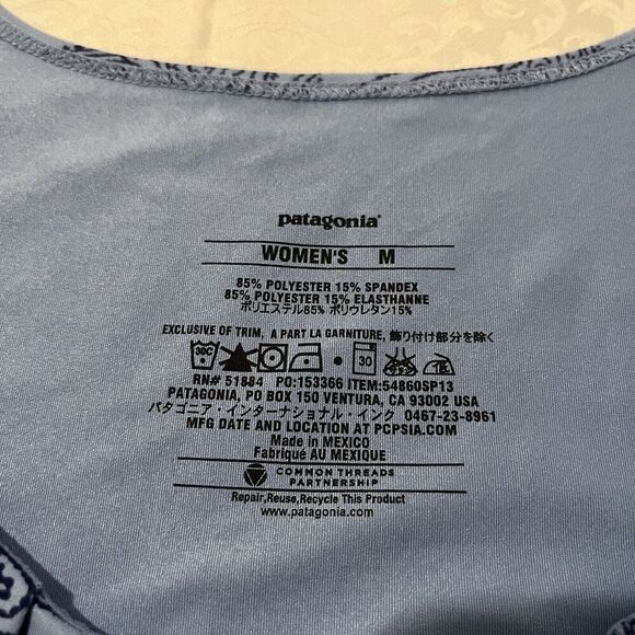 Patagonia Womens Sleeveless Athletic Top Shirt Sz Medium Blue Shelf Bra Stretch - Picture 7 of 7